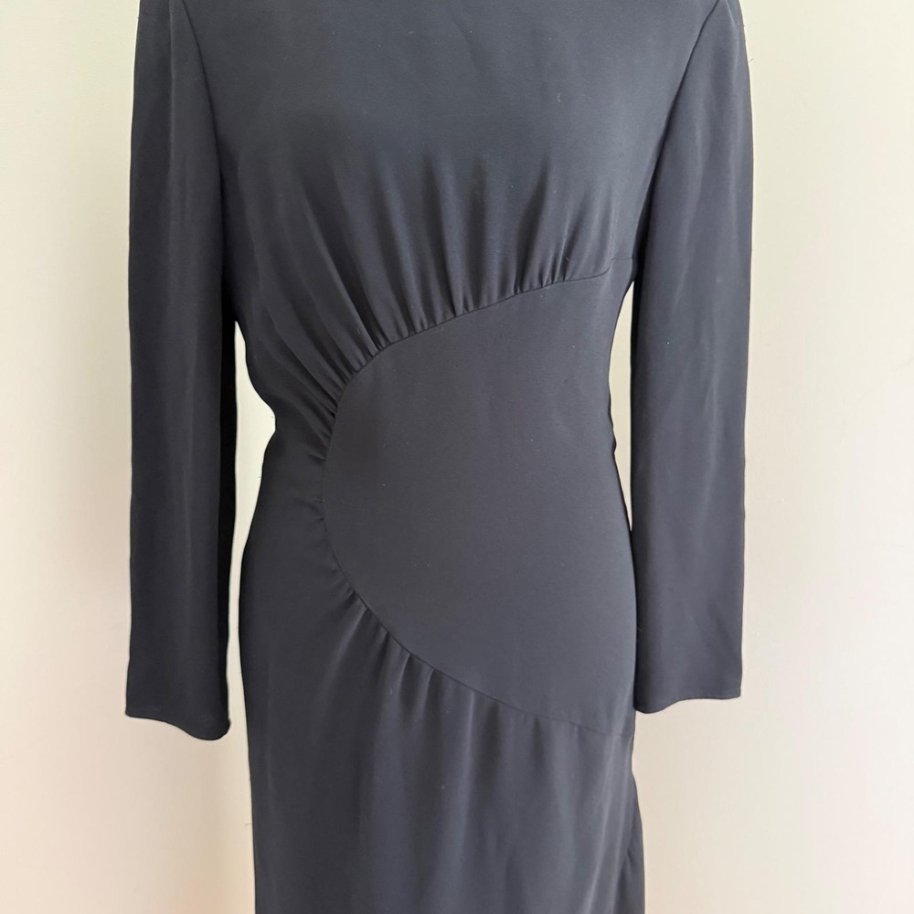 Vtg Valentino Boutique Black Silk Dress Made in Italy Sz10 Asymmetrical flatters - Picture 3 of 16
